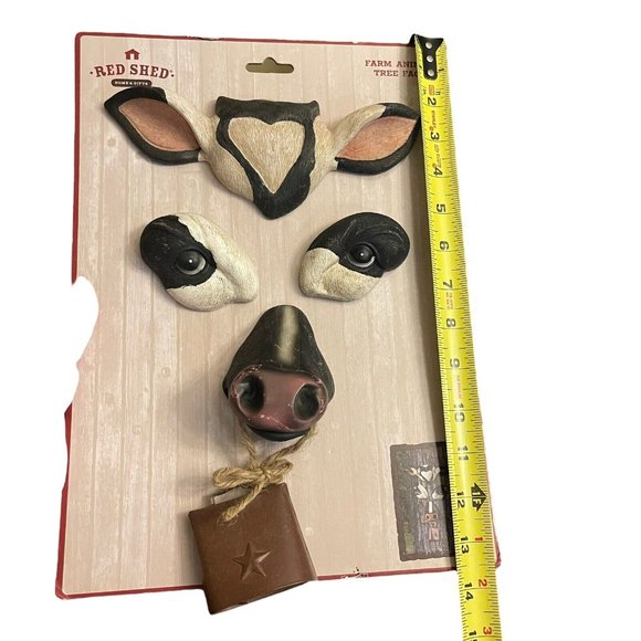 Red Shed Home Gifts Farm Animal Tree Face Cow Bell Art Outdoors Yard Decor NEW - Picture 6 of 7
